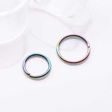 Detail View 1 of Implant Grade Titanium PVD Colorline Seamless Bendable Hoop Ring-Rainbow